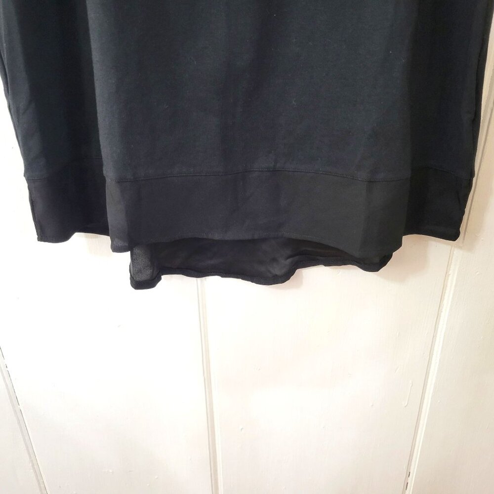 H by Halston Black Short Sleeve Mid-Length T-Shirt Dress with Matte Satin Trim - Picture 5 of 5